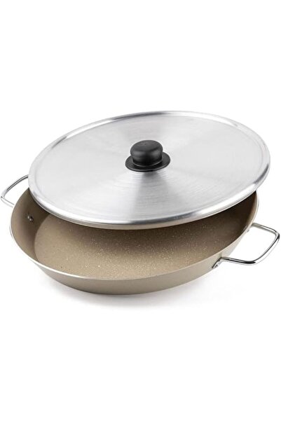 Generic Aluminum frying pan 38 cm with lid from Al Rimaya - Beige
