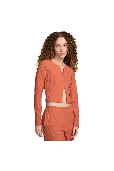 Nike Womens Sportswear Chill Knit Slim Full-Zip Ribbed Cardigan M