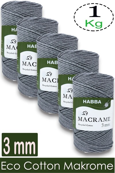 habba respect 1 Kilo Habba Cotton Macrame 3 mm - (Pack of 5) - 113