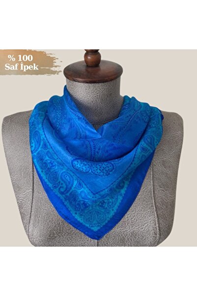 Pure Silk Atelier %100 Saf İpek Etnik Desen Mini Fular - Bandana (50x50 cm)