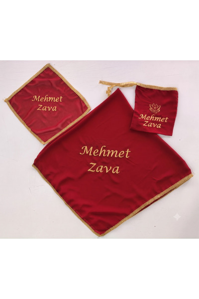 Terzim Ayşenur İsimli Nakış İşlemeli Damat Omuz Şalı - İsimli Halay Mendili v...