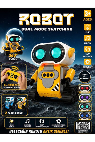 merytoys El Hareket Sensörlü Akıllı Robot Oyuncak Kumandalı Işıklı Müzikli 36...