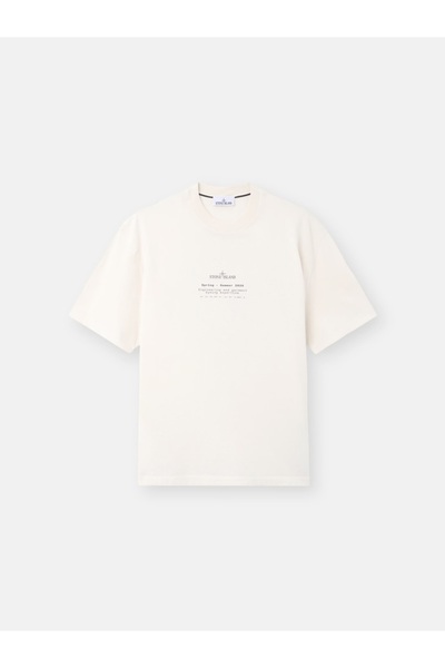 STONE ISLAND 2100001 Normal kesimli, "Stone" Sırt baskılı tişört.