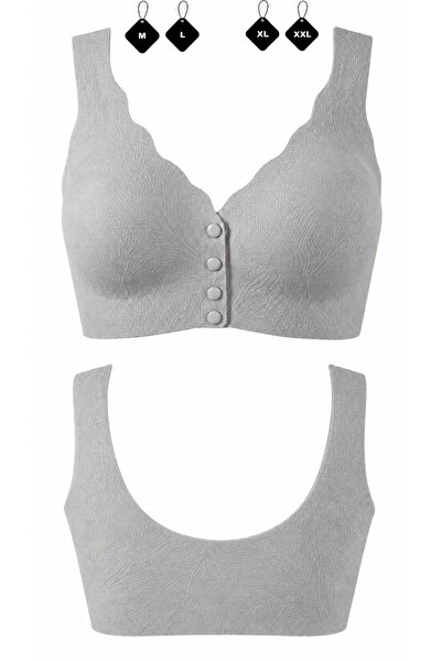 UN REAL Ženski sivi laserski izrezani bralet bez žica, bešavni i udoban model