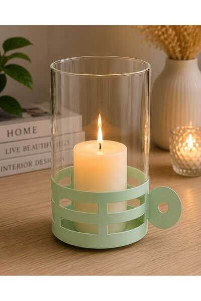 Home Glass and metal candle holder