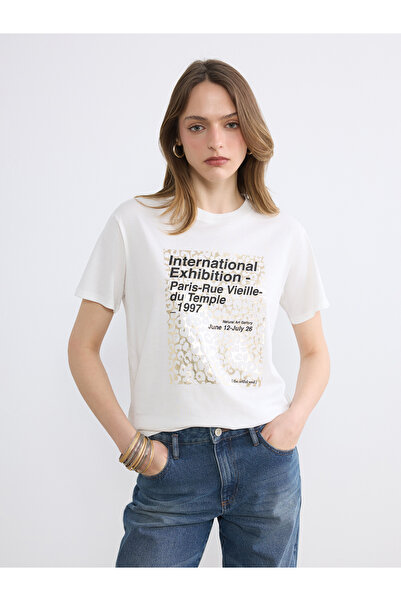 LC Waikiki Tricou de damă cu guler rotund și imprimeu Paris