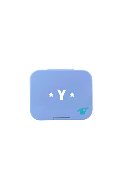 TINY WHEEL صندوق طعام اربع اقسام ازرق فاتح -مزين بحرف Y