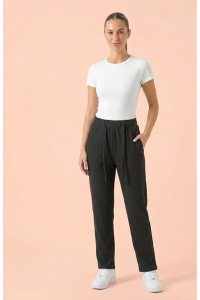 just wear zt Women's Daily Use Ribbed Wide Leg Pants