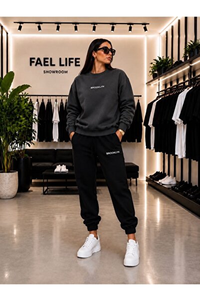 FAEL LİFE SET UNISEX CU GULER LARG ȘI PANTALONI DE TRENING CU IMPRIMEU BROKLYN