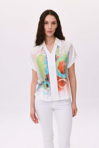 DAIDO Stripe Stone Detailed Digital T-Shirt