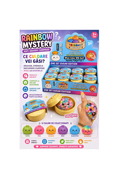 Floopy Squishy Dumpling, Jucărie antistres cu bile de gel colorate, 5 cm, Mis...