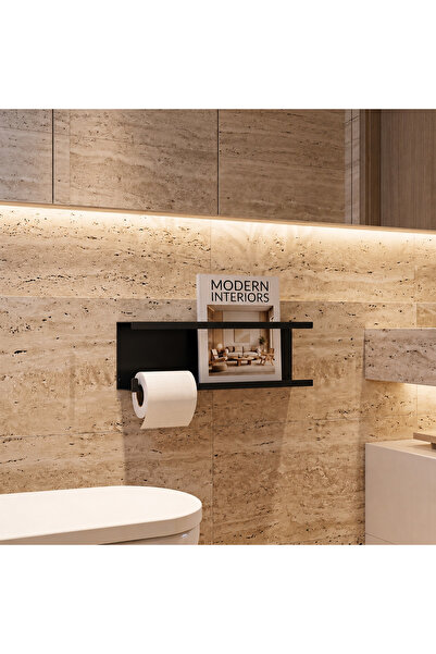 WOCHMANN Siyah Tuvalet Kağıdı Tutucu, Dergi Rafı, Duvara Monte Banyo Düzenley...