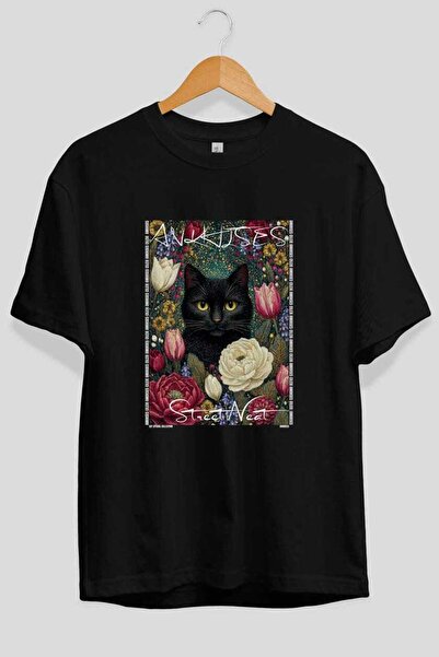 Ankhises Μπλουζάκι  "For the Love of Cats " με 51 σχέδια γάτας, μαύρο, υπερμε...