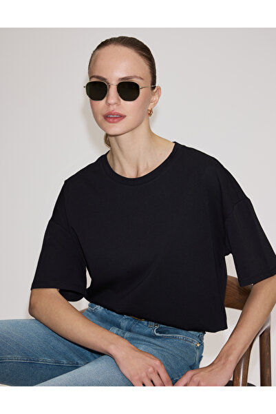 Pierre Cardin Crna oversize majica sa okruglim izrezom 50325455-VR046