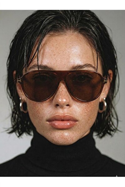 Angel Eyes Unisex Brown Frame Brown Glass Flat Top Pilot Sunglasses with T-Me...