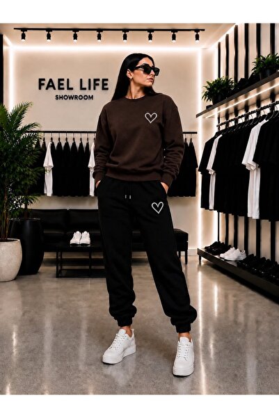 FAEL LİFE SET UNISEX CU GULER ROTUND ȘI PANTALONI DE TRENING CU IMPRIMARE MIN...