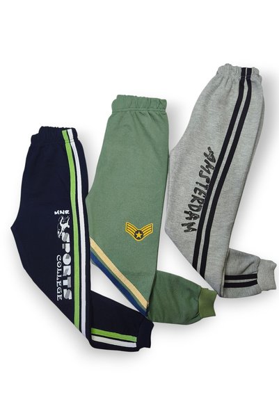 Minik Motion Children's Boys' Sweatpants with Stripes, Set of 3