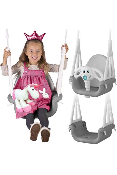 Ricokids Leagăn-găleată elefant 3-în-1, gri și alb