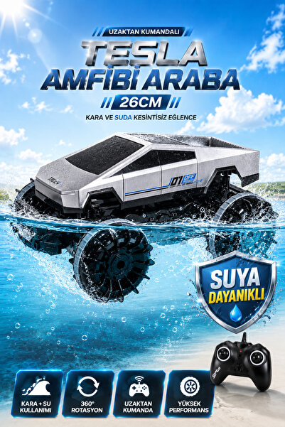 YILDIRIM OYUNCAK Uzaktan Kumandalı Tesla Cybertruck Amfibi RC Araba 26cm – Ka...