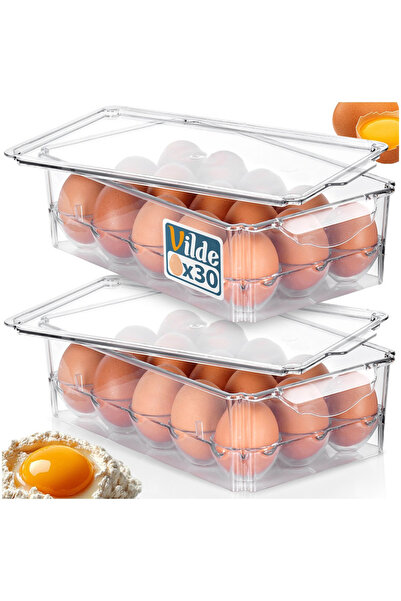 Vilde Set 2 Recipiente Pentru Oua, 27x16x7.5 cm, Plastic Transparent Cu Capac