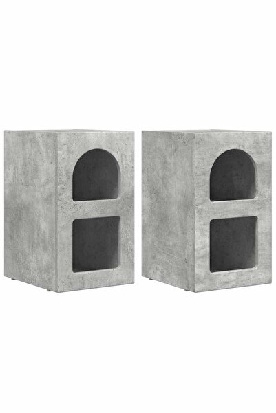 vidaxl Noptieră 2 pcs Gri din beton 29,5 x 33,5 x 50 cm Lemn compozit