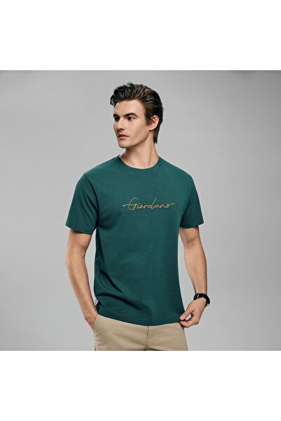 Giordano تيشيرت رجالي قطني بقصة ضيقة وطبعة مميزة