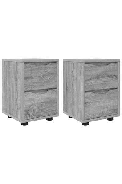 vidaxl Mese de noptieră cu sertar 2 pcs Gri Sonoma 30,5 x 30 x 43 cm