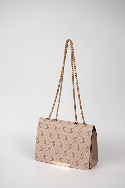WB BAG Monogram Desenli Zincir Askılı Kadın Omuz Çantası