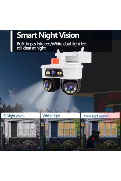 OEM Cameră de Supraveghere 360° | 3 Obiective | Night Vision | WiFi Smart