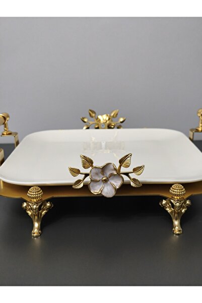 PARILTI HOME COLLECTİON Kare Porcelain Presentation Plate with Foot Detail & ...