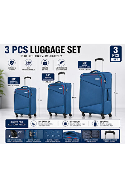 American Tourister مجموعة حقائب سفر ميستيك من 3 قطع باللون الأزرق الهولندي - ...