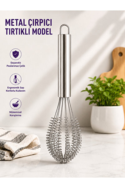 MİKRA Metal Whisk Set Pastry Cake Whisk Serrated Model Stainless