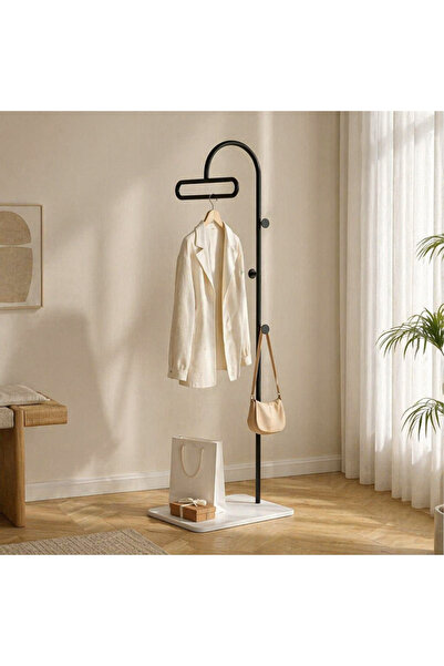 Zztcmp Modern Freestanding Metal Coat Rack with Marble Base, Curved Garment R...