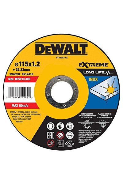 Dewalt DT43903-QZ Disc de tăiere din oțel inoxidabil, 115x22.2x1.2 mm, 13300 rpm