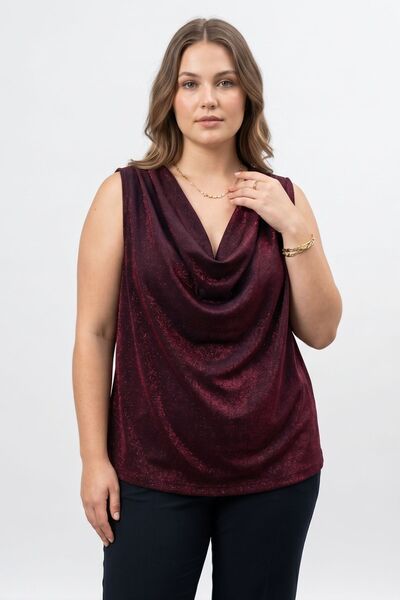 Maya Butik Bordo Degaje Yaka Simli Bluz - 21908