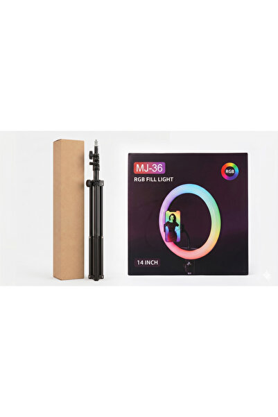Generic رنج لايت RGB ملون 14 بوصة MJ-36 مع ستاند ثلاثي وقاعدة جوال مرنة للبث ...