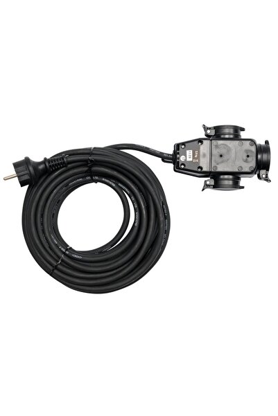yato YT-81162 20m Extension Cable Splitter 3 Sockets IP44 Black