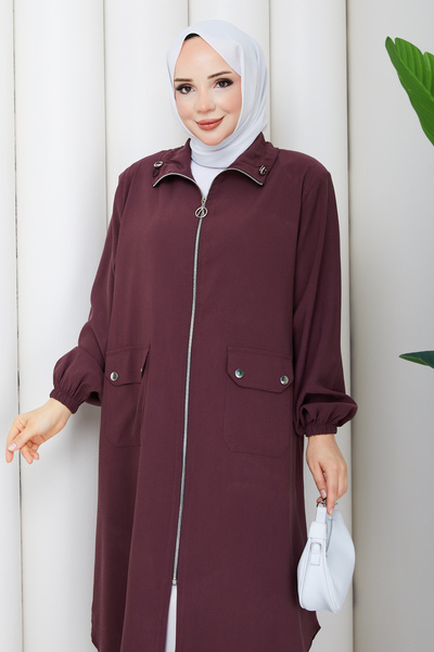 Pamuk Butik Kadın Yatık Yaka Büyük Kalıp Cepli Kap