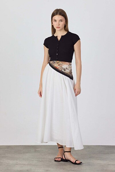NİLİST Cotton Lined Maxi Skirt - White