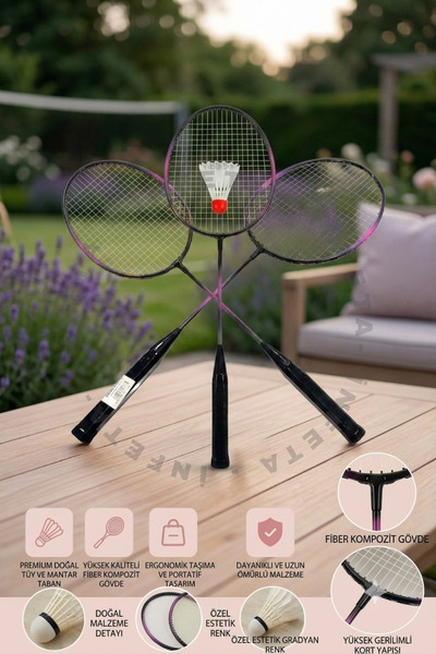 İnfeta 2 stilizovana reketna za badminton, 2 loptice za badminton, 1 providna...