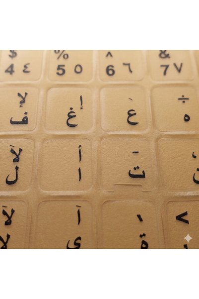 Comet Premium Adhesive Black Arabic Letters – Arabic Keyboard Stickers Transparent Matte – for Laptop and Desktop Keyboards – Standard 11X13 mm Key Fit