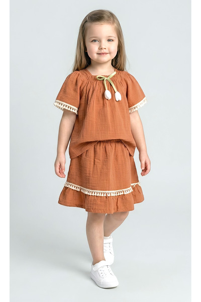 Beray Bebe Devojčički set muslinske suknje, bluza sa volanima i suknja, set o...