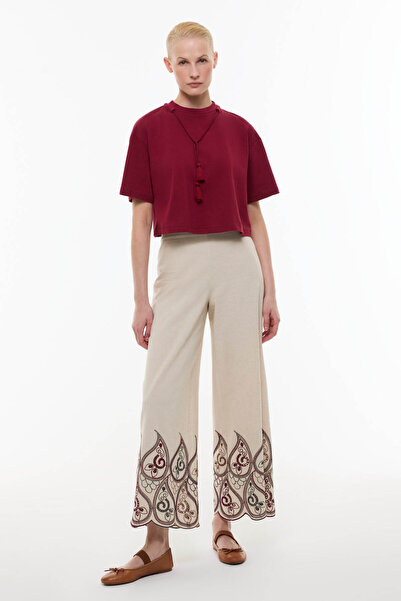 Roman Kordon Detaylı T-shirt Bordo YY023821_008