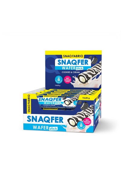 SNAQ FABRIQ Snaqfer Wafer Stick Cookies and Cream Gluten Free and No Sugar Ad...