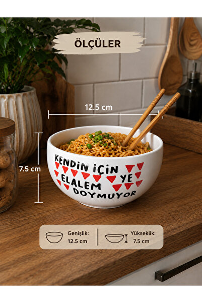 samosh Seramik Mottolu Kase ( noodle, çerez, çorba)
