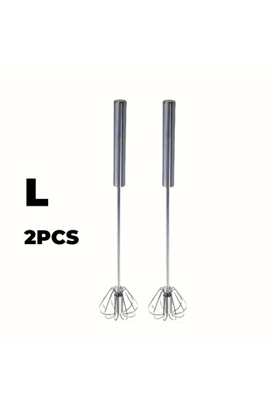Choice6 L size 2pcs Stainless Steel Egg Beater Durable Semi-Automatic Mixer f...