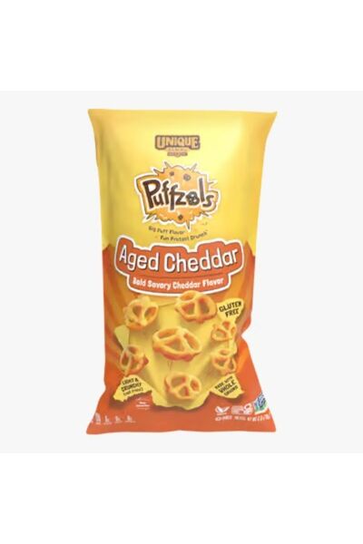 Unique Snacks Aged Cheddar Puffzels 136G × 6