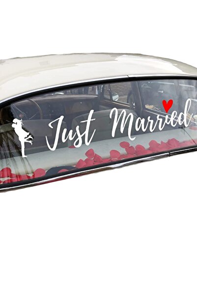genaja Sticker Autocolant pentru Nuntă, Model Îndrăgostiți cu Mesaj Just Marr...