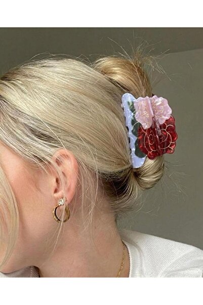 MonCheriAccessoire Çiçek Desenli Sedefli Toka