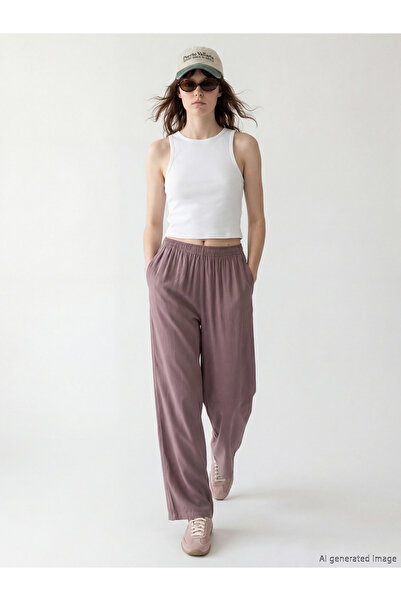 LC Waikiki Pantaloni de damă cu talie elastică, din amestec de modal